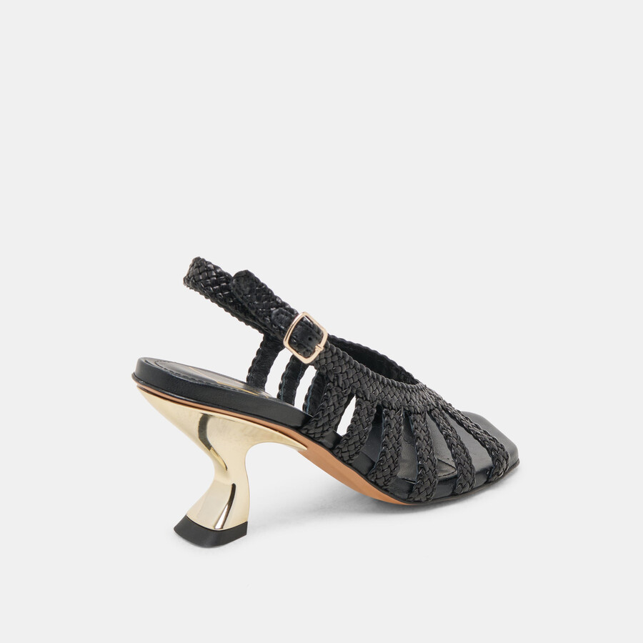 sicily heels black woven leather