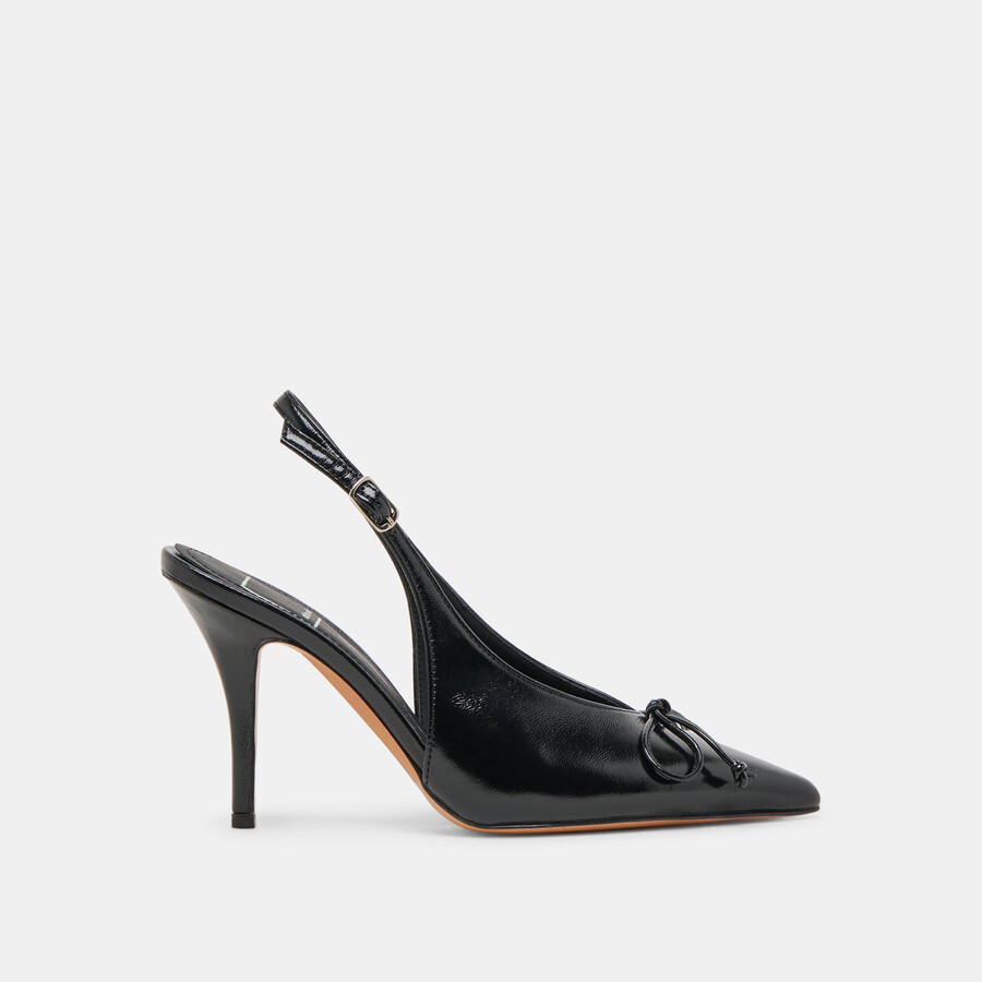 geena heels black leather
