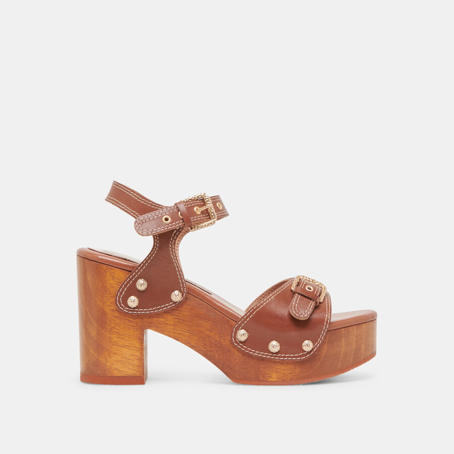 yandy heels cognac leather