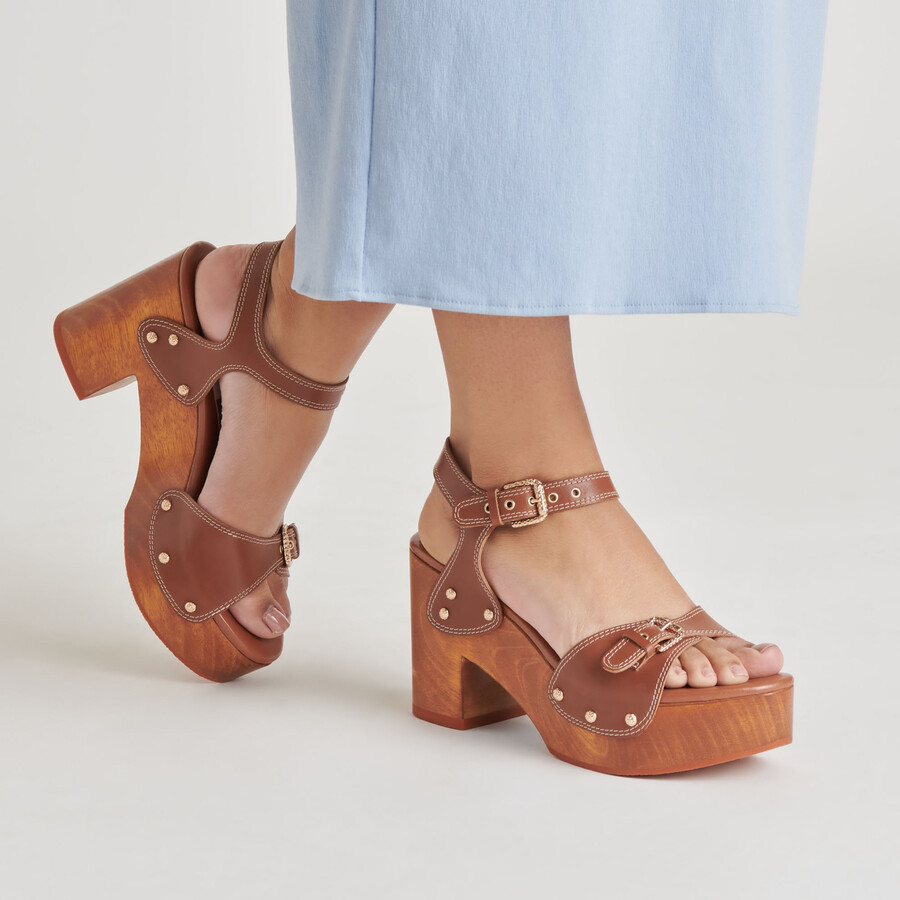 yandy heels cognac leather
