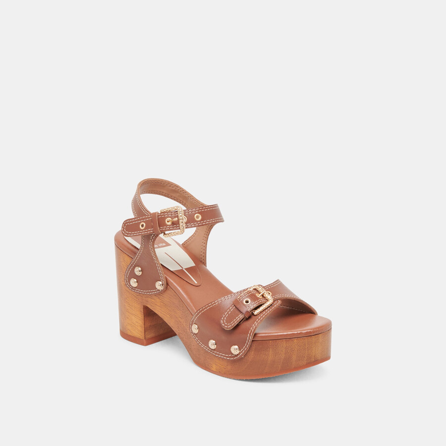 yandy heels cognac leather