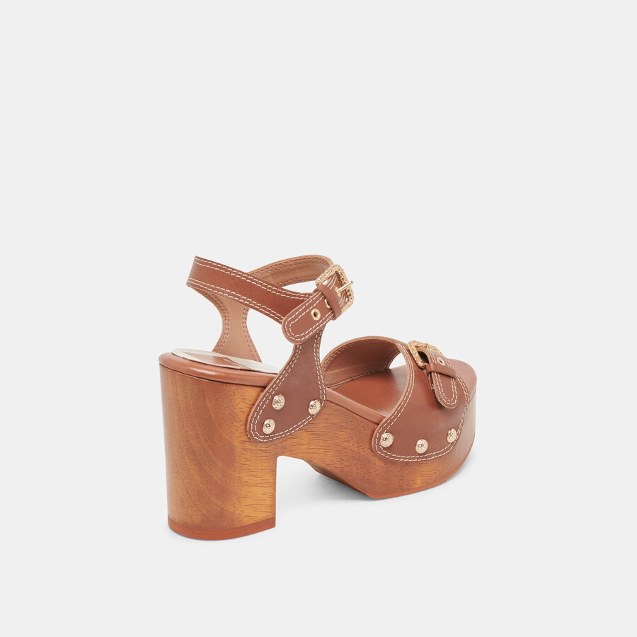 yandy heels cognac leather