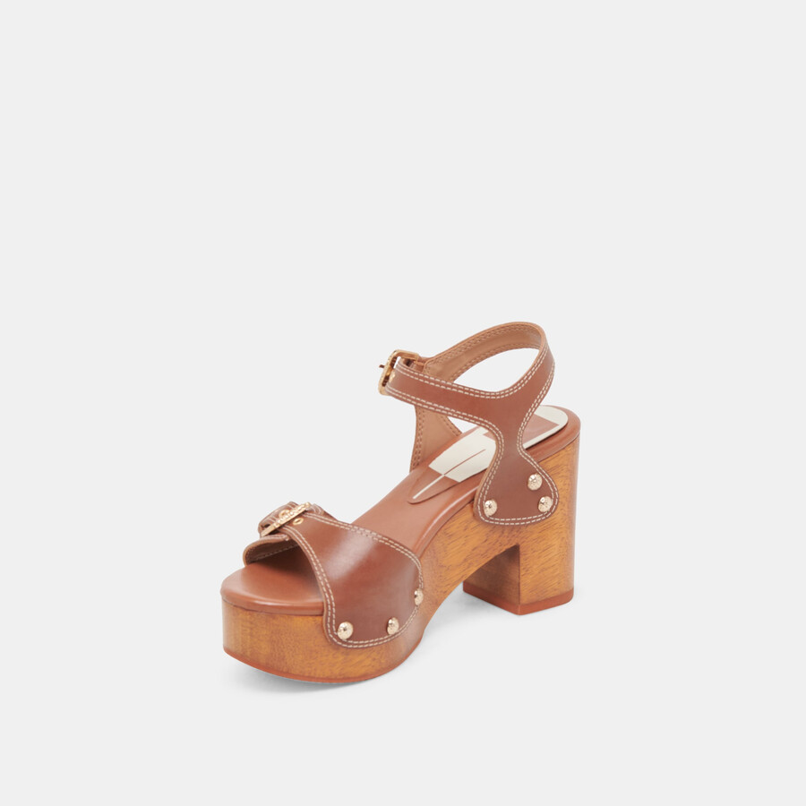 yandy heels cognac leather