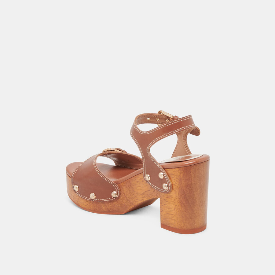 yandy heels cognac leather