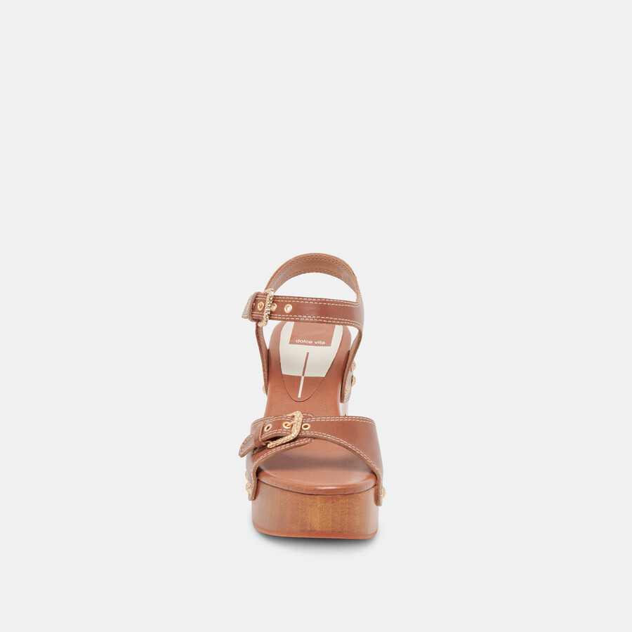 yandy heels cognac leather