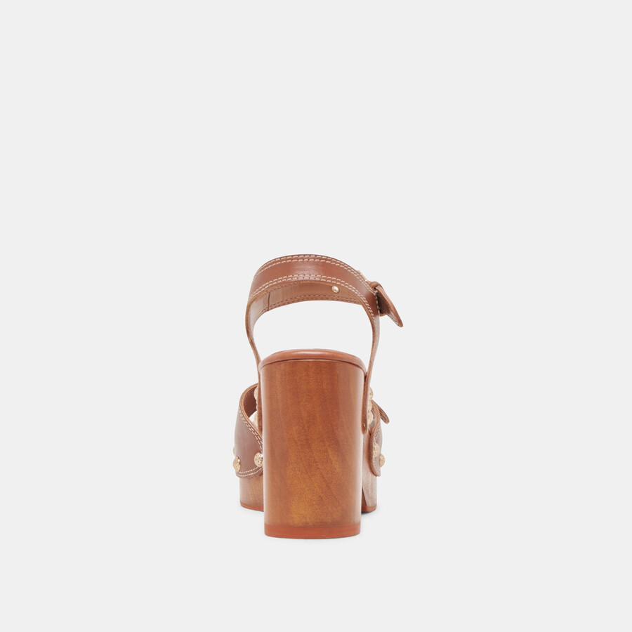 yandy heels cognac leather