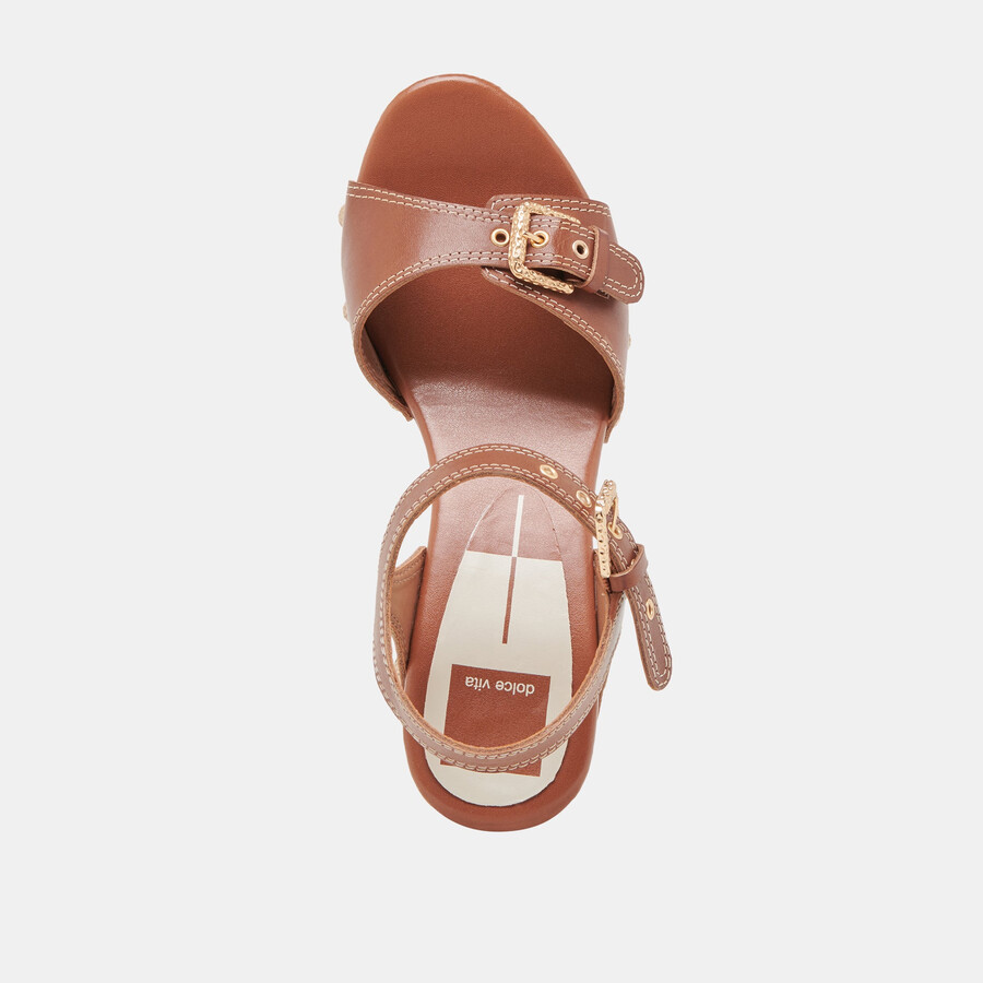 yandy heels cognac leather