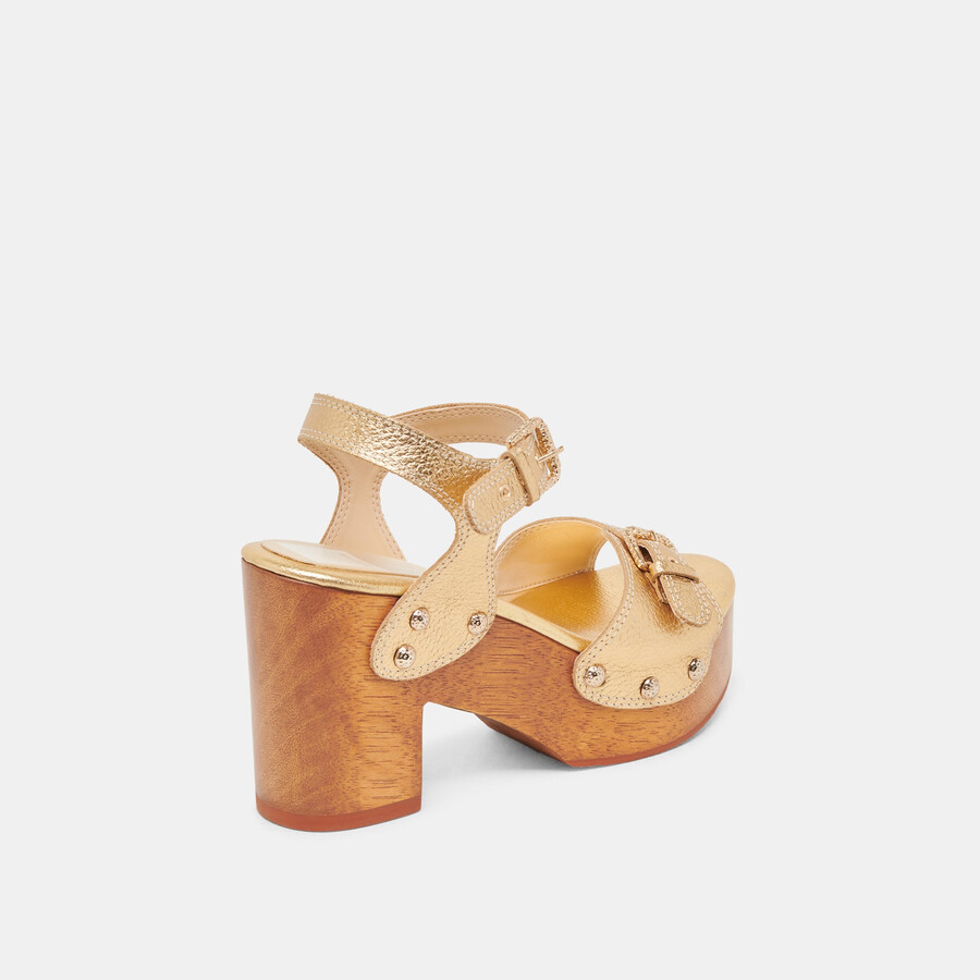 yandy heels gold leather