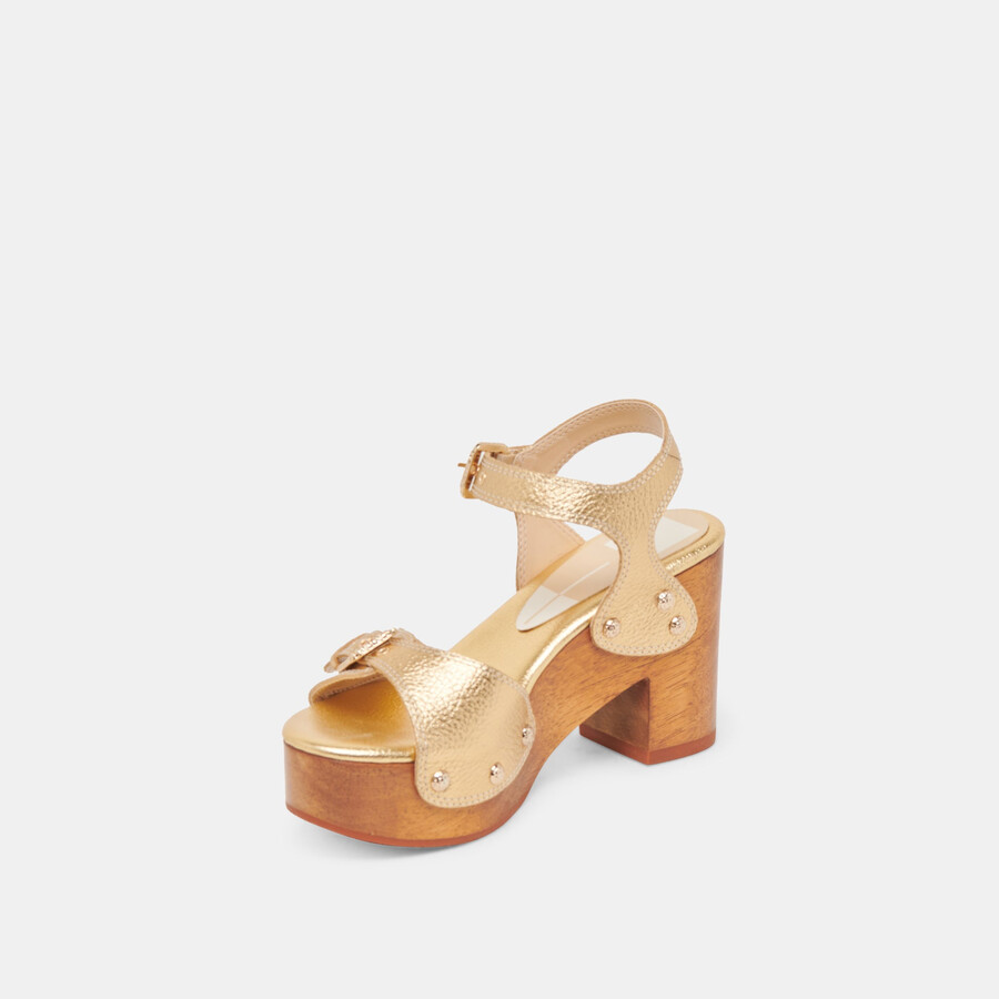 yandy heels gold leather