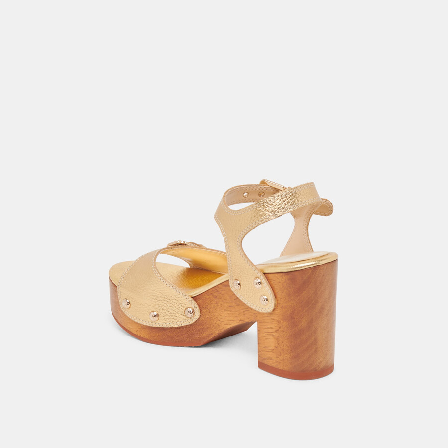 yandy heels gold leather