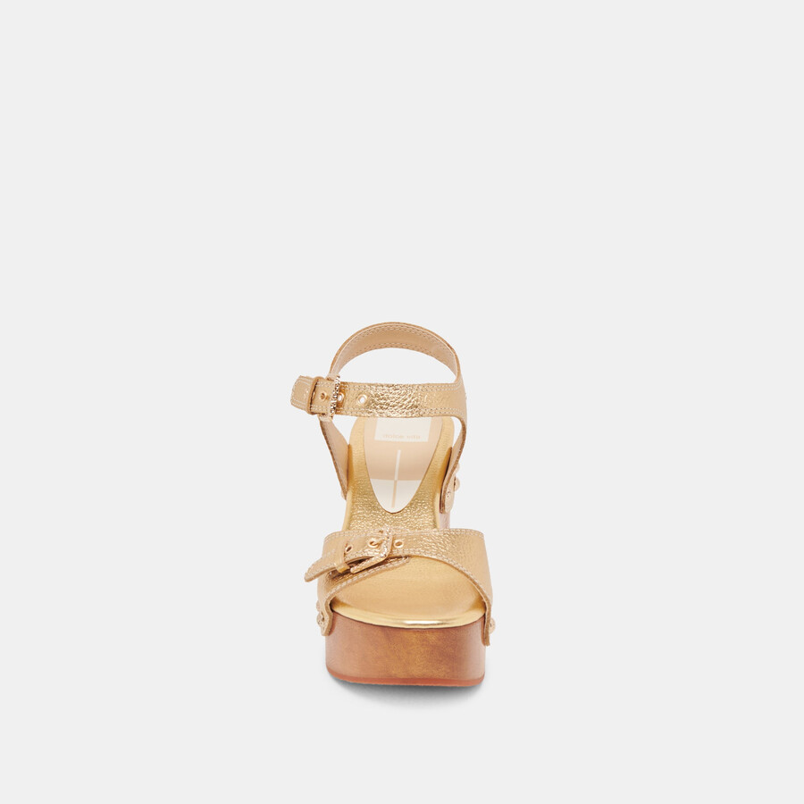 yandy heels gold leather
