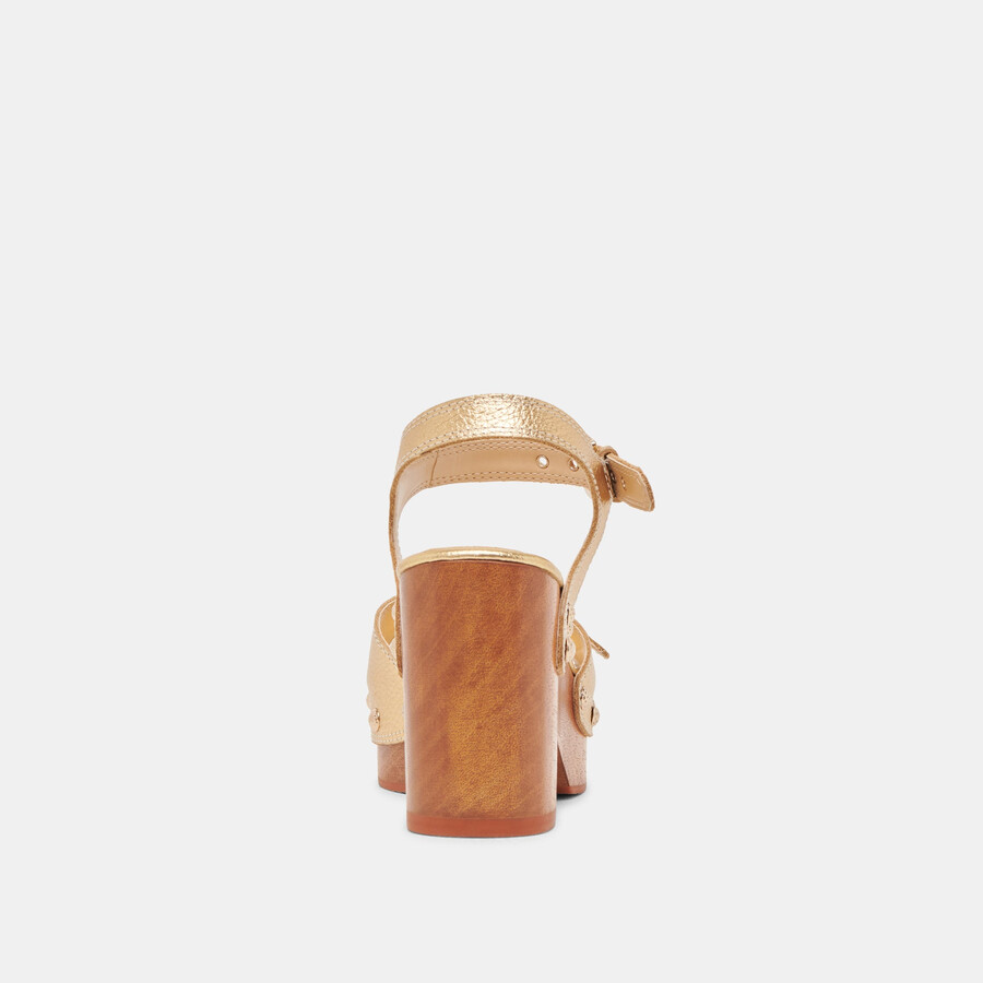 yandy heels gold leather