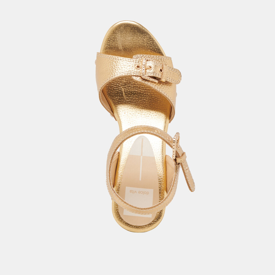 yandy heels gold leather