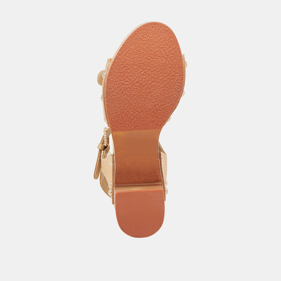 yandy heels gold leather