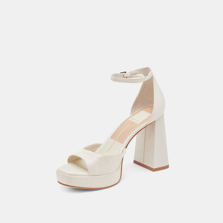 pandro wide heels white satin