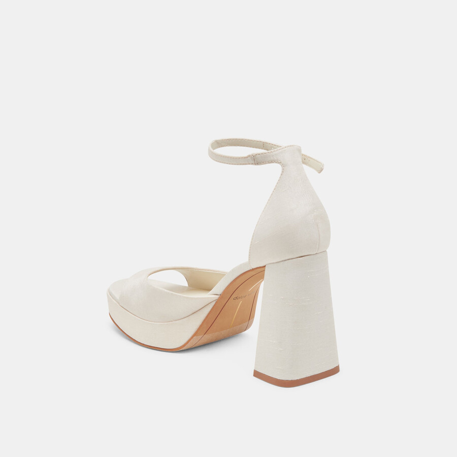 pandro wide heels white satin