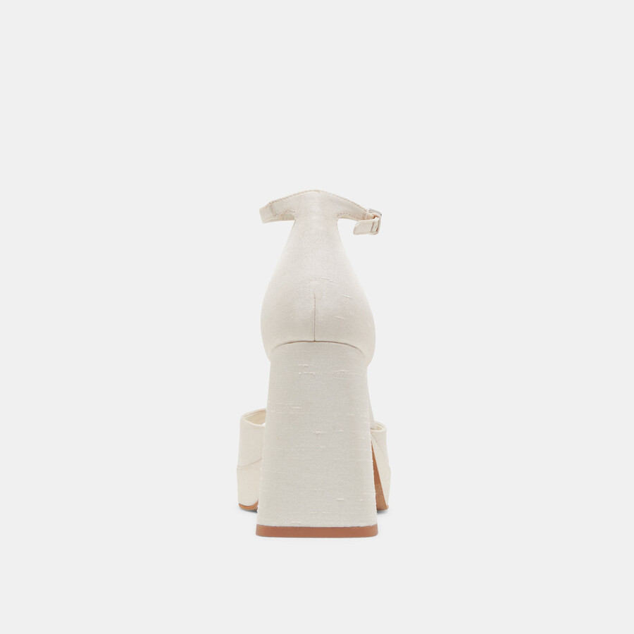 pandro wide heels white satin