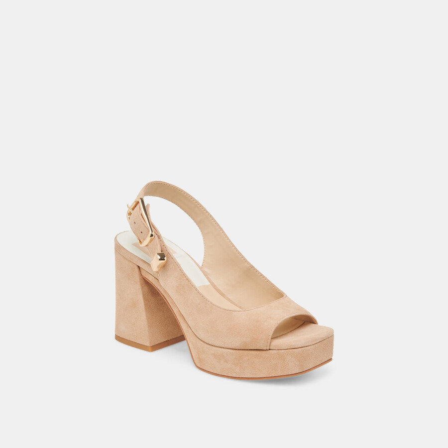 flores heels bamboo suede