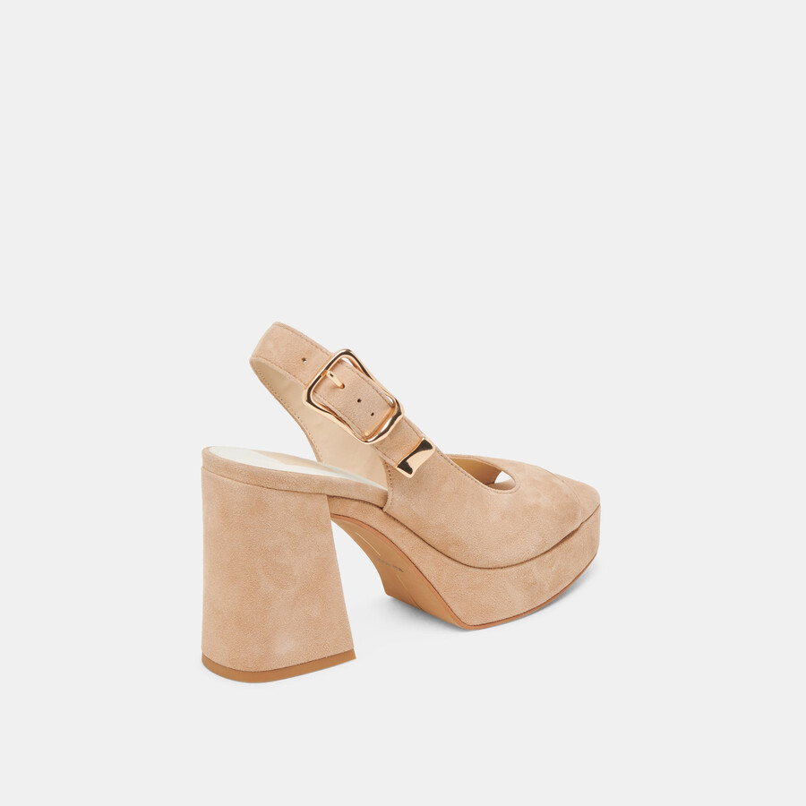 flores heels bamboo suede