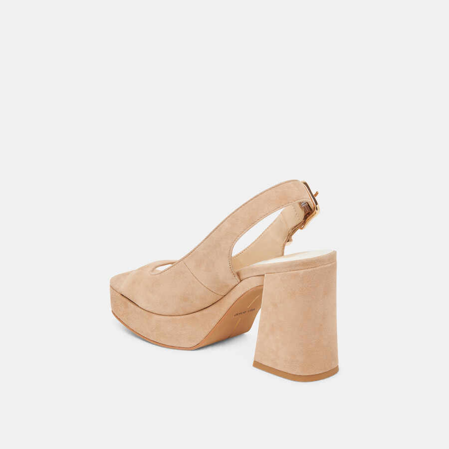 flores heels bamboo suede