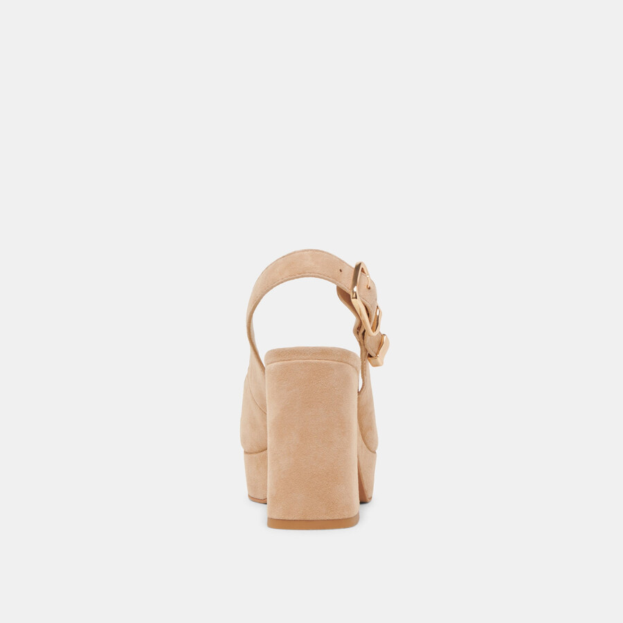 flores heels bamboo suede