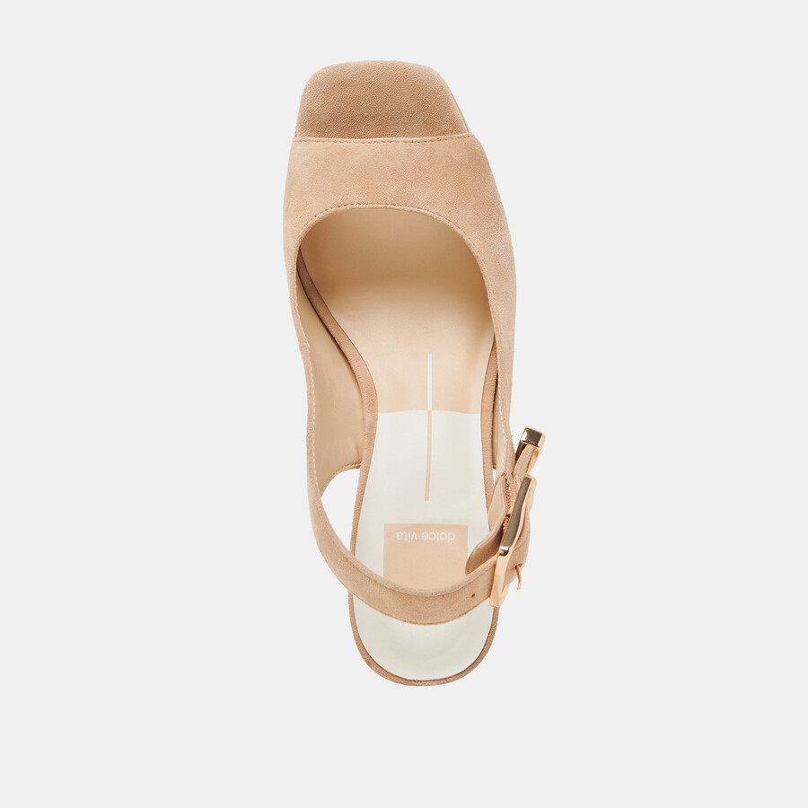 flores heels bamboo suede
