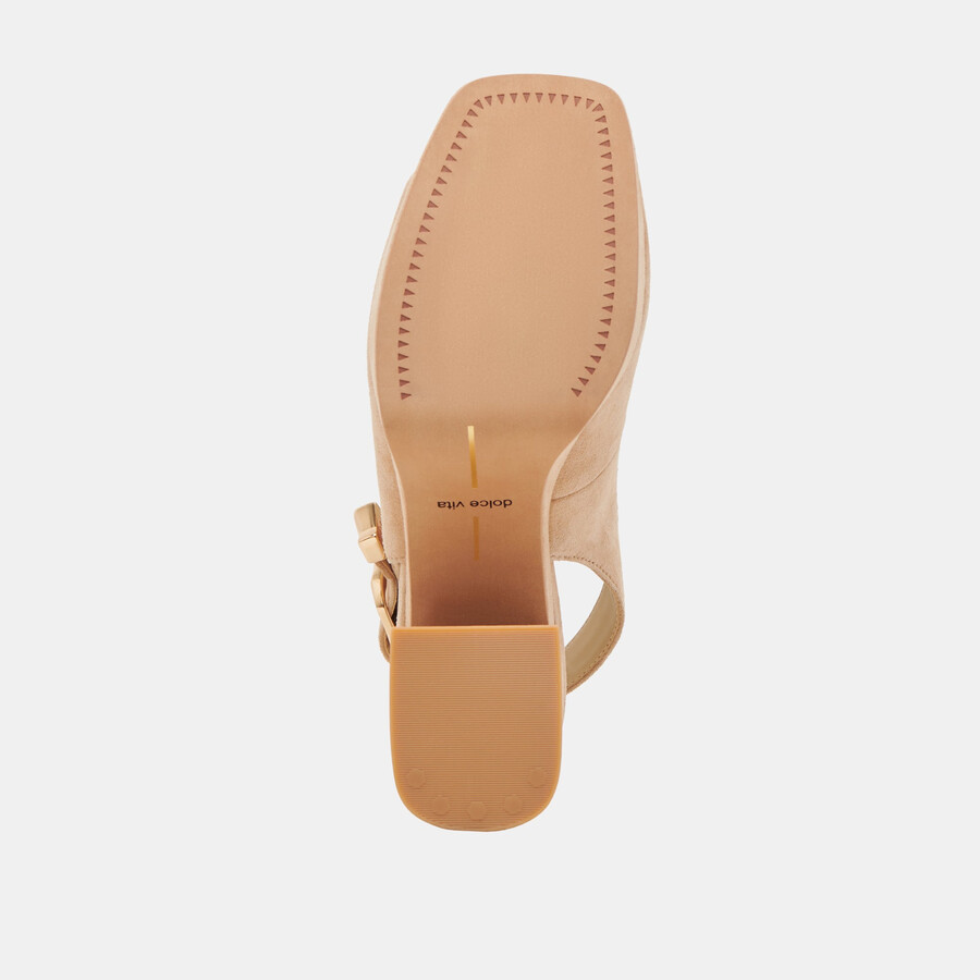 flores heels bamboo suede