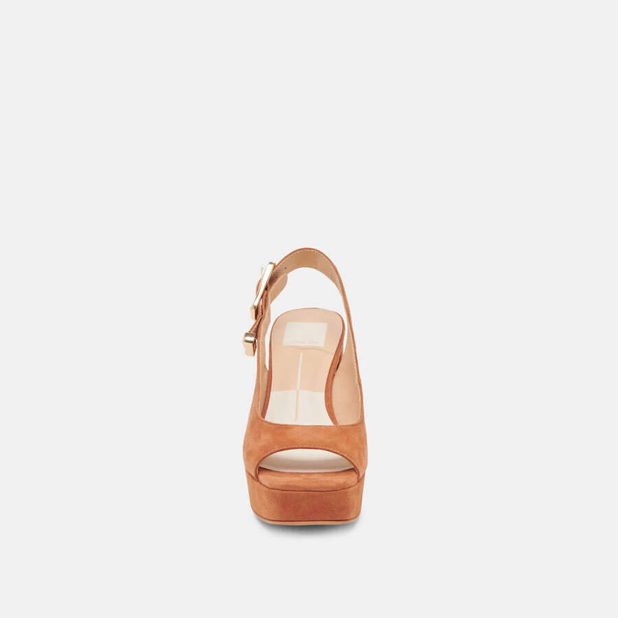 flores heels caramel suede