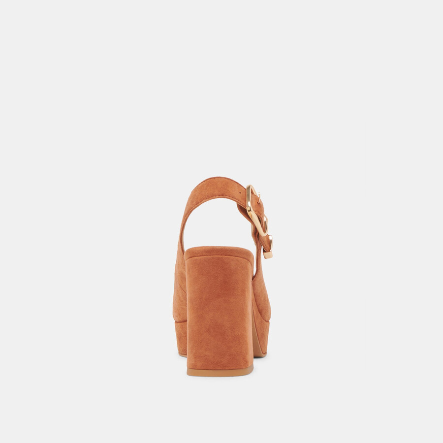 flores heels caramel suede