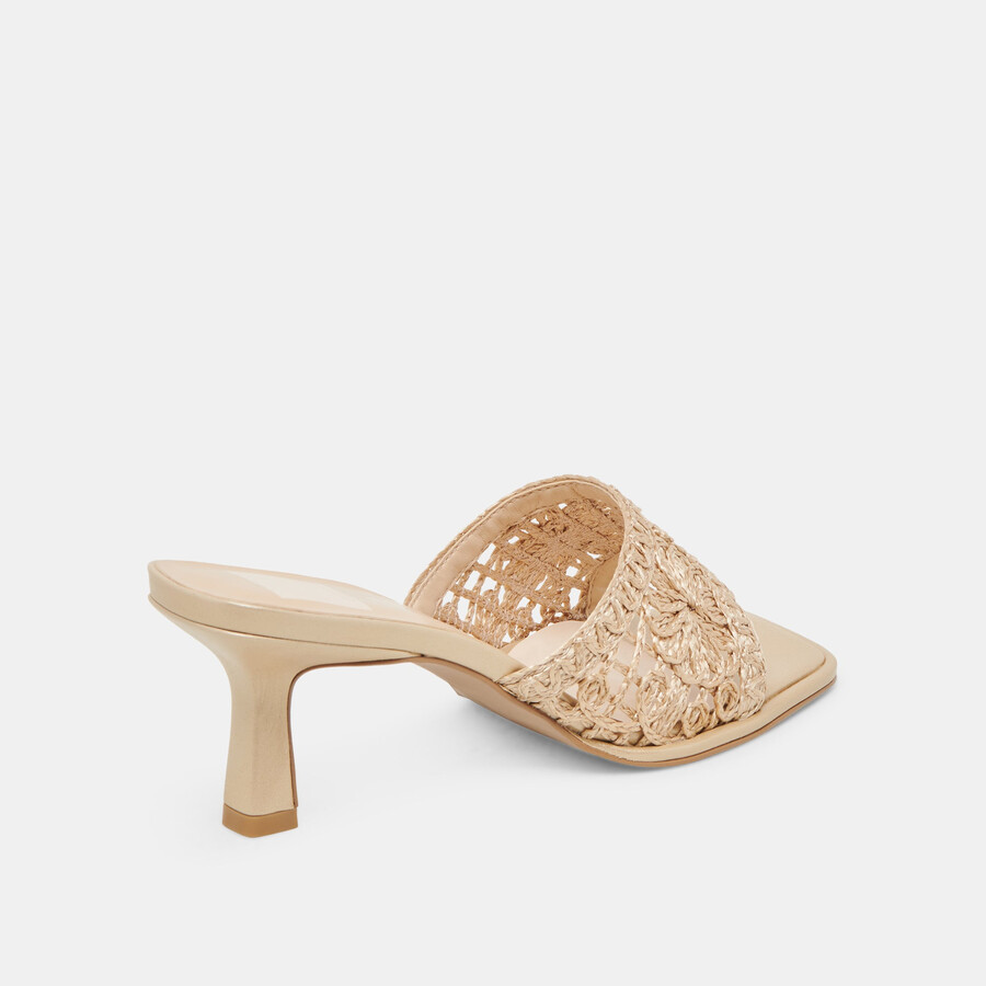 maylah heels light gold macrame