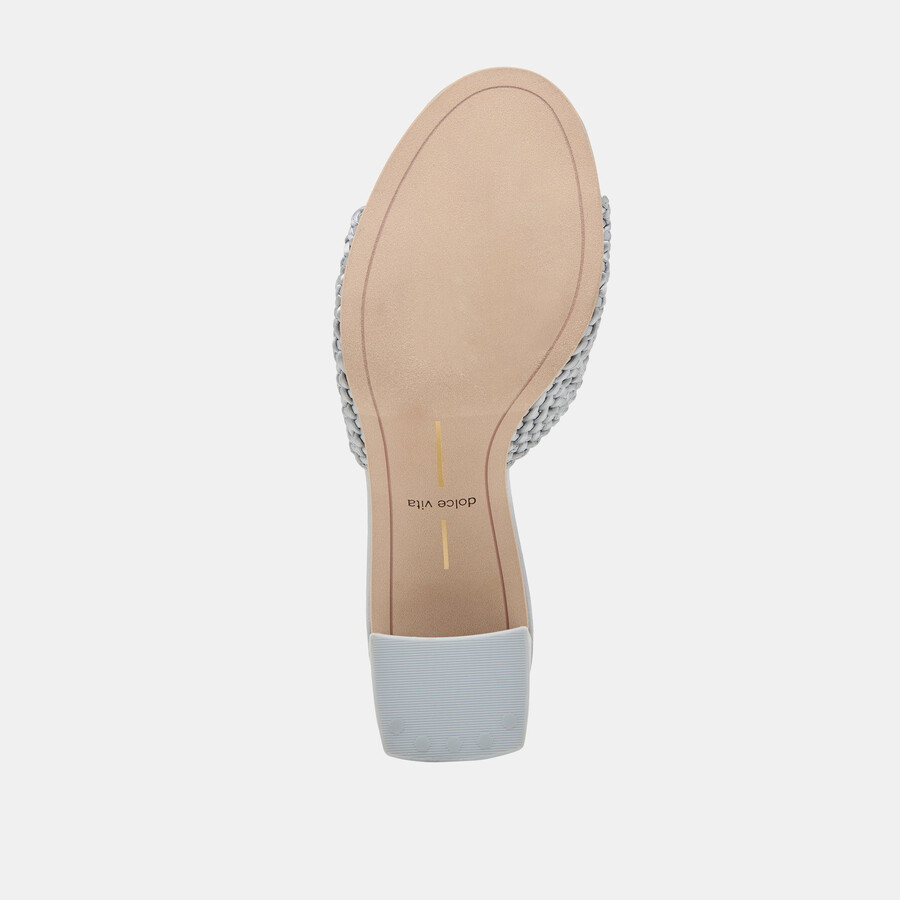 margoe heels light blue woven satin