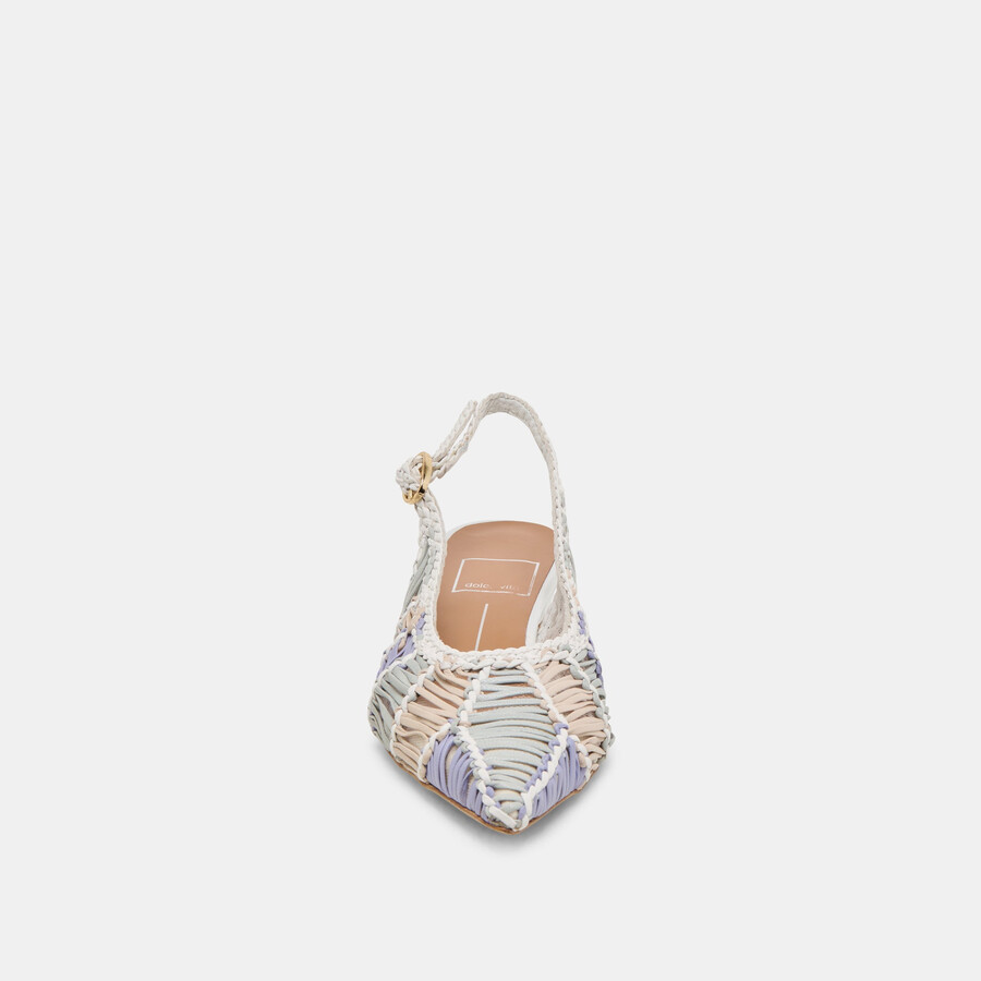 dafney heels white multi woven leather