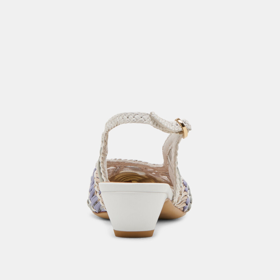 dafney heels white multi woven leather