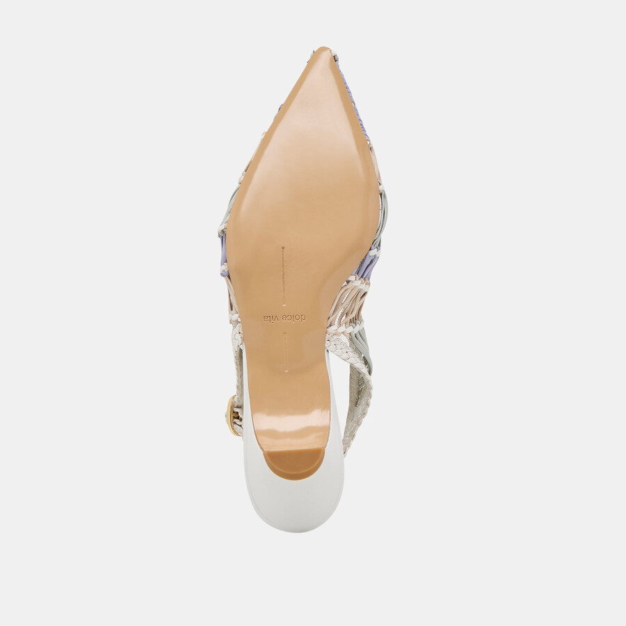 dafney heels white multi woven leather