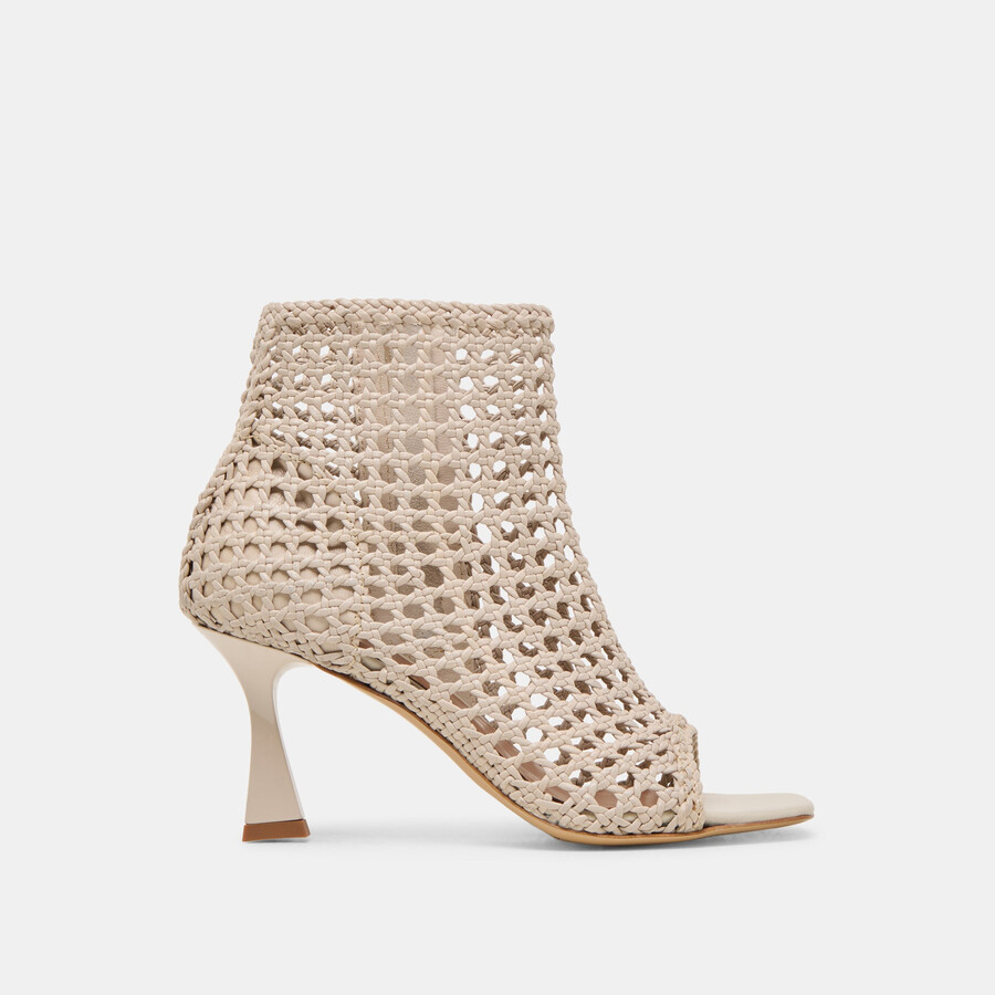 quin heels bone woven leather