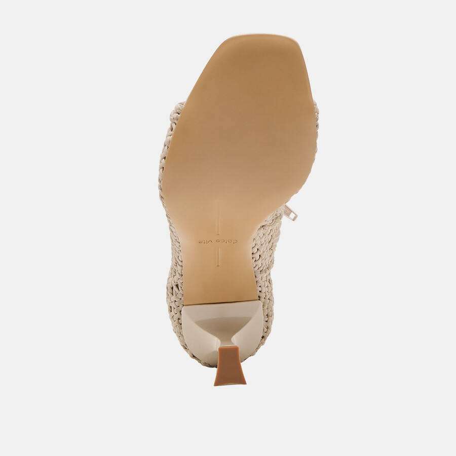 quin heels bone woven leather