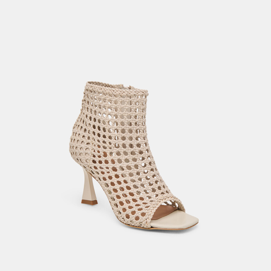 quin heels bone woven leather