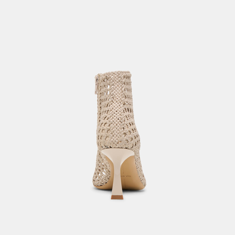 quin heels bone woven leather