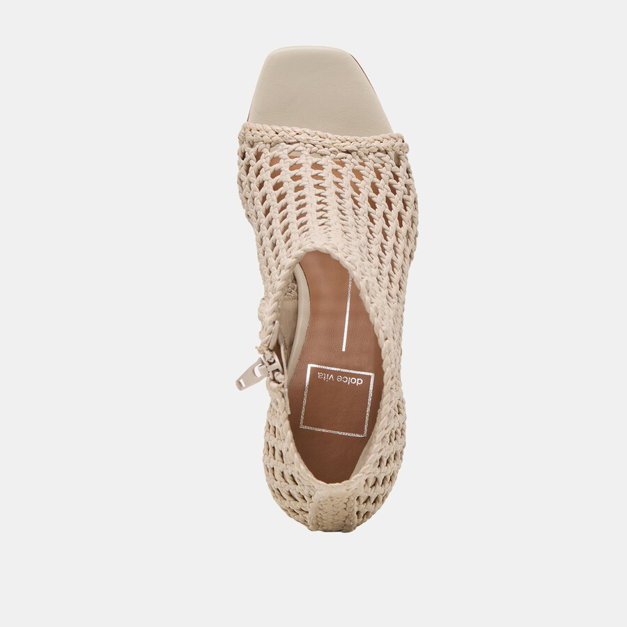 quin heels bone woven leather