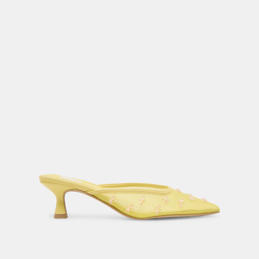 clara wide heels lemon mesh