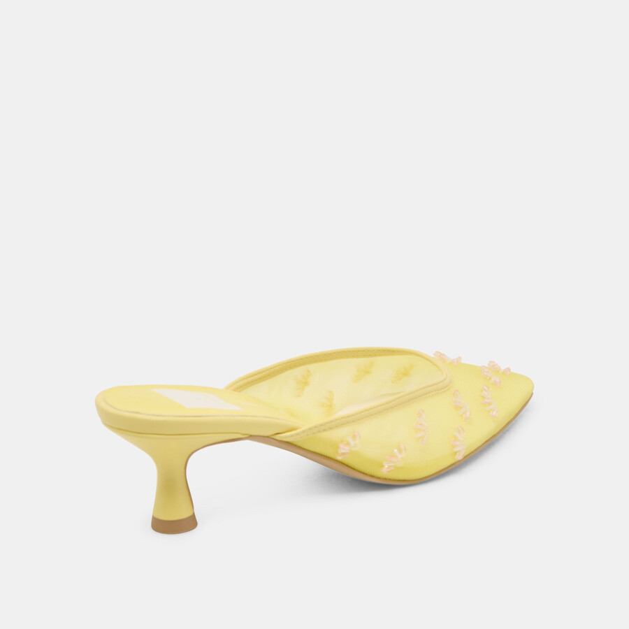 clara wide heels lemon mesh