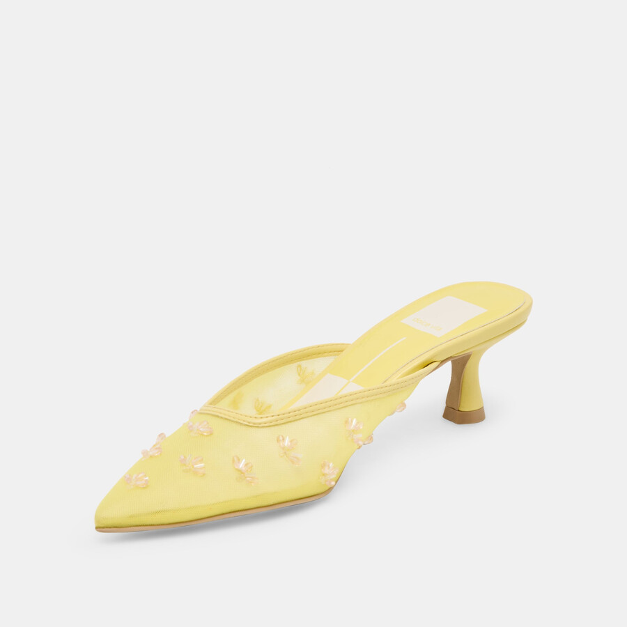 clara wide heels lemon mesh