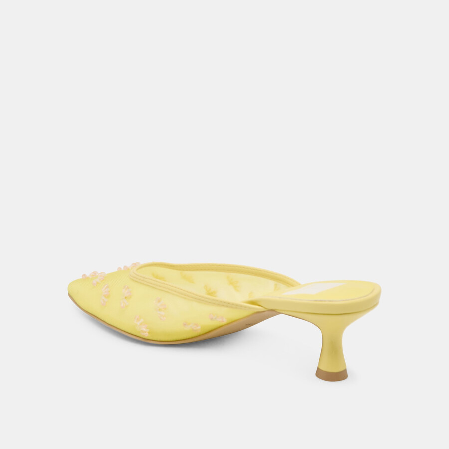 clara wide heels lemon mesh