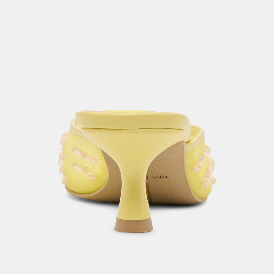 clara wide heels lemon mesh