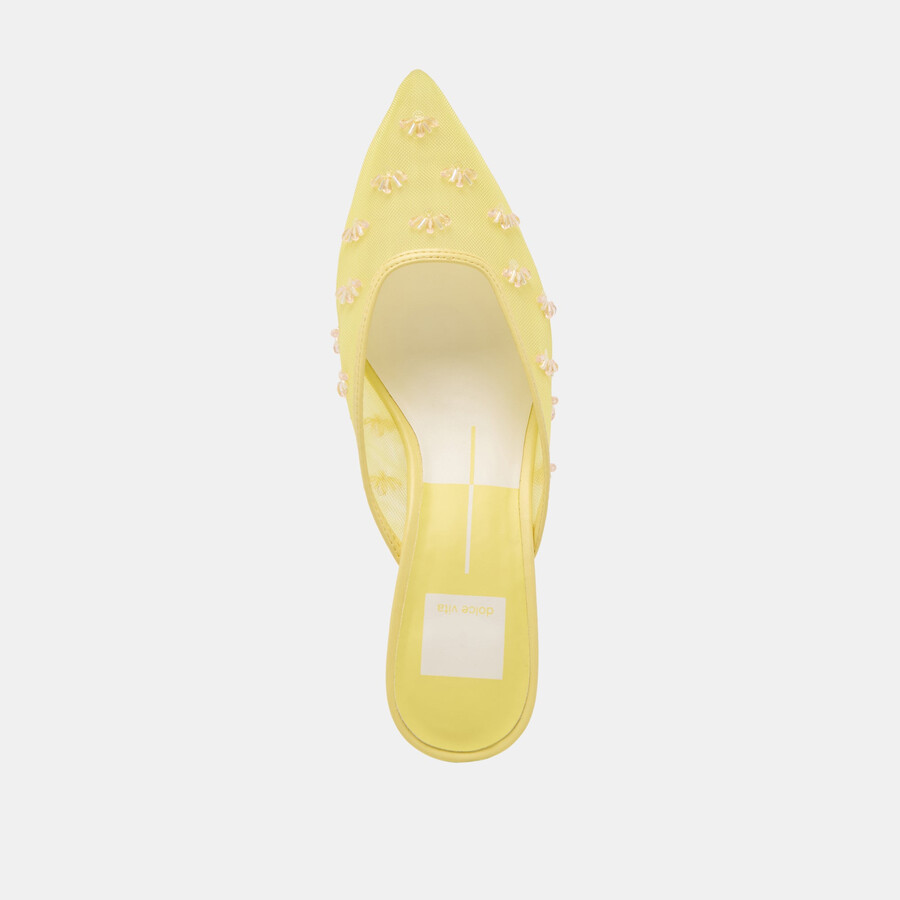 clara wide heels lemon mesh