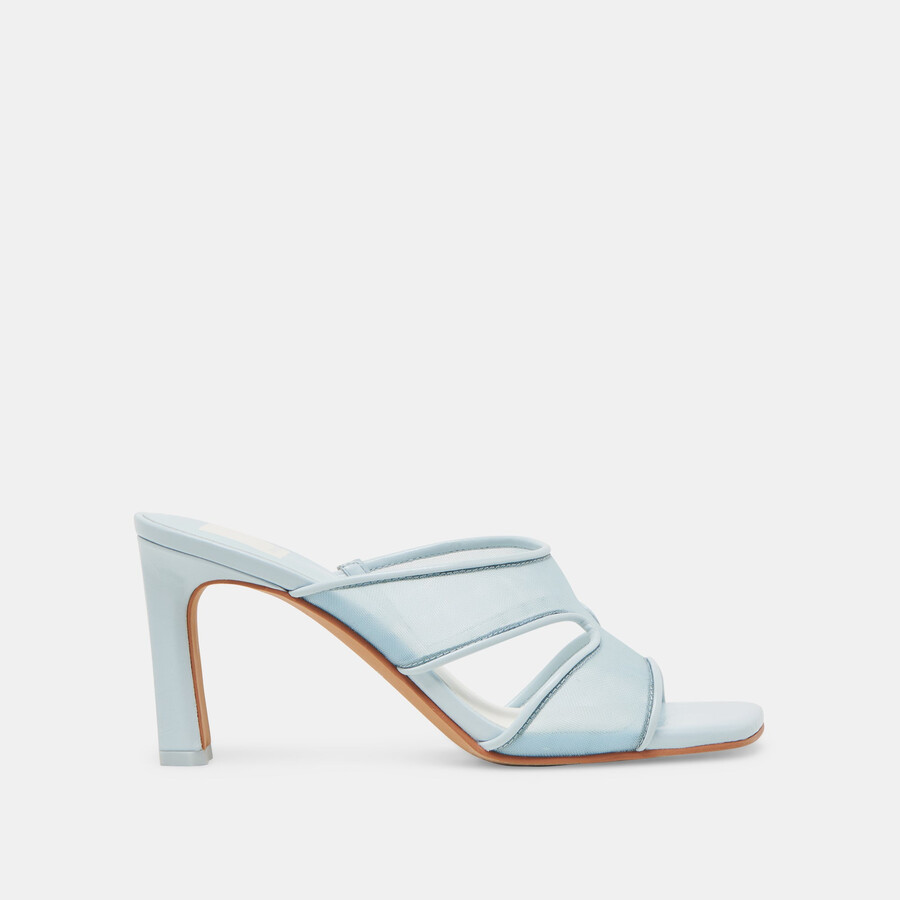 gitel wide heels ice blue mesh