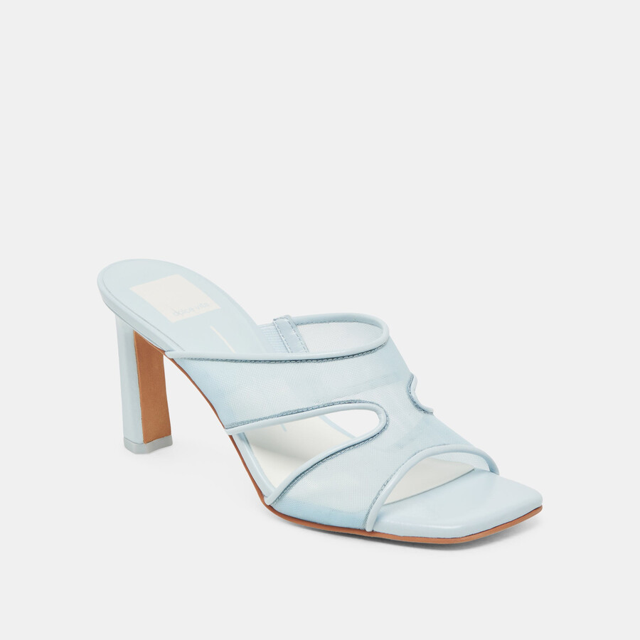 gitel wide heels ice blue mesh