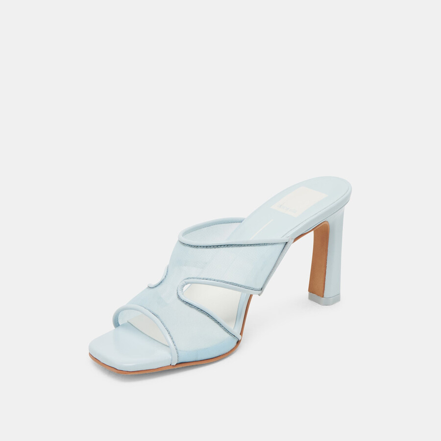 gitel wide heels ice blue mesh
