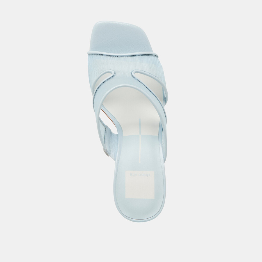 gitel wide heels ice blue mesh