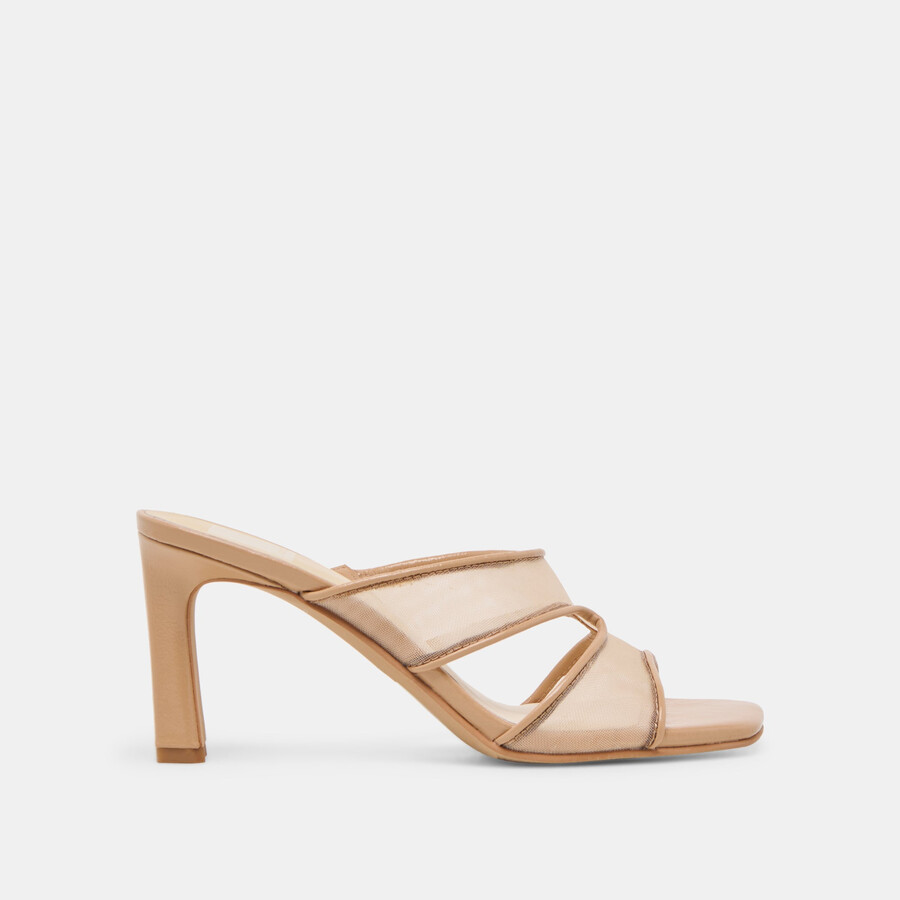 gitel wide heels light tan mesh